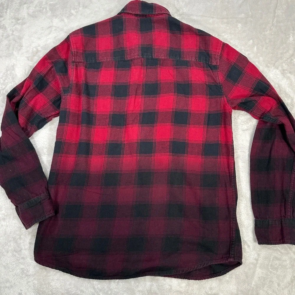 Blue Crown Red Black Plaid Flannel Shirt Long Sleeve Button Up Men's Medium - Picture 3 of 5